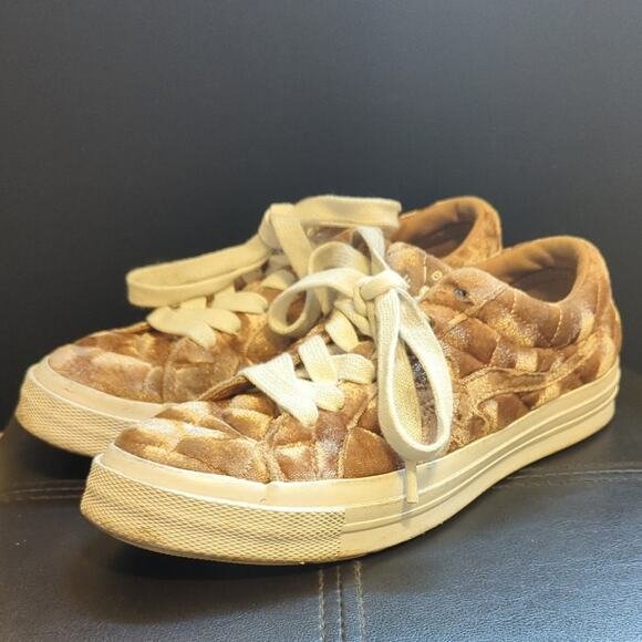 Converse One Star x Golf Le Fleur Quilted Velvet Brown Sugar Casual Sneakers - Picture 1 of 6